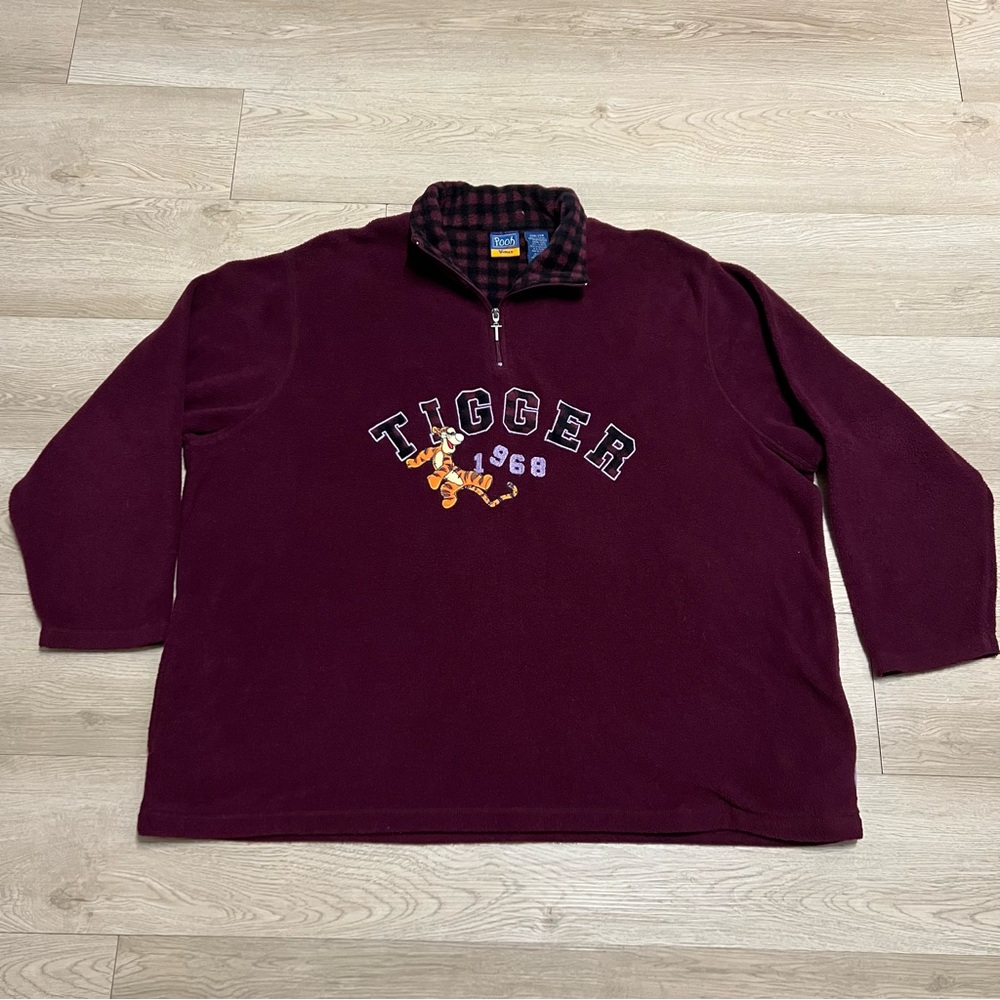 Disney Vintage Sweatshirt Pooh Tigger Women’s 26/ 28 Fleece 1/4 Zip